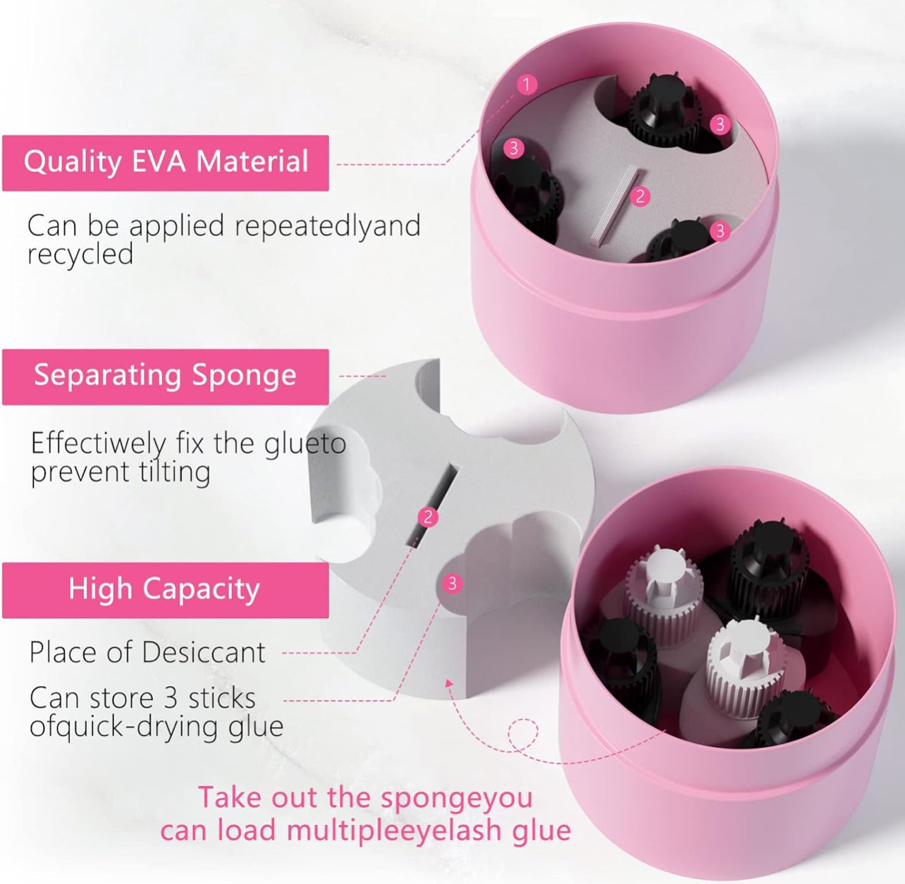 Pink Eyelash Glue Storage Container