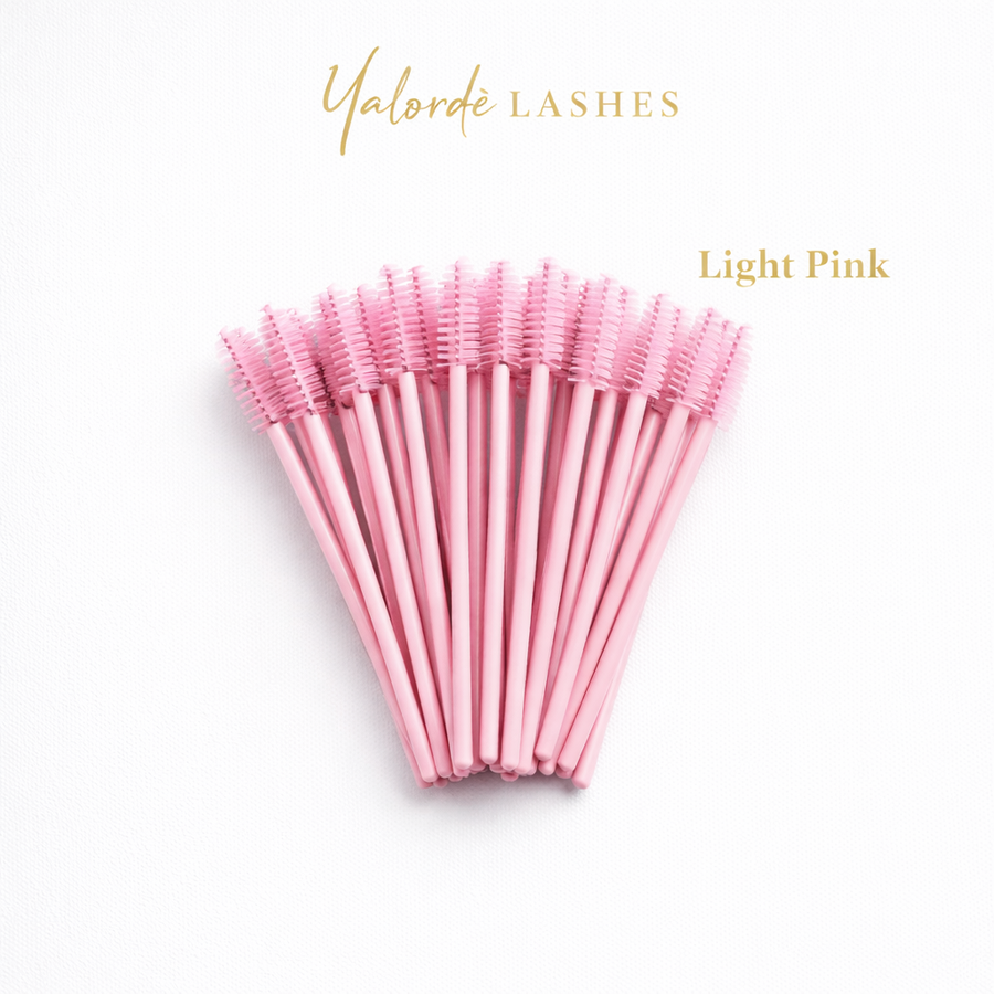 Yalorde Lash & Brow Brush 50pc disposable brush set pink – Yalordé Lashes