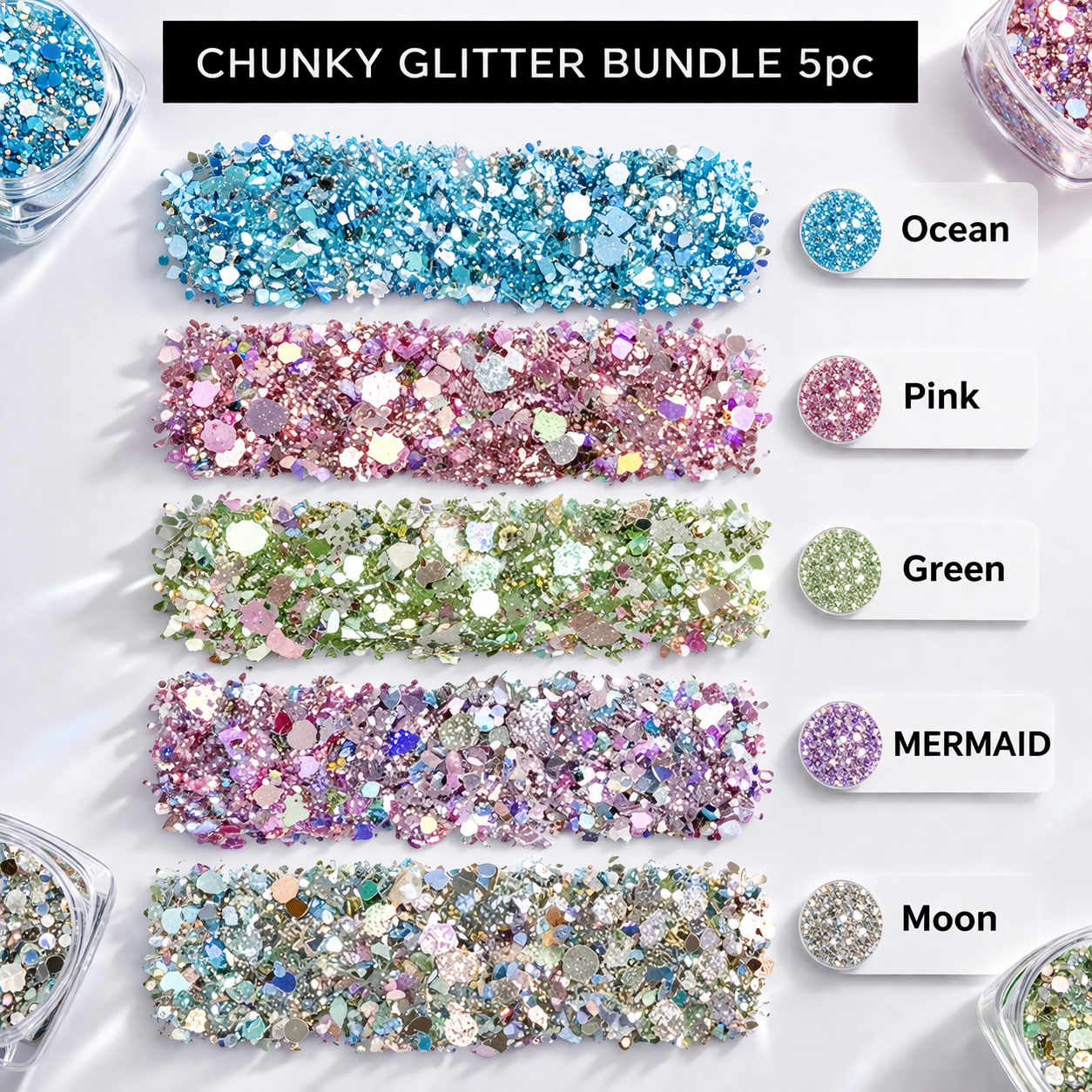 Chunky Glitter Bundle – 5pc Set